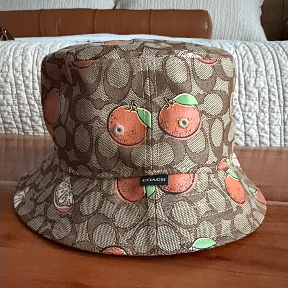 Coach Signature Canvas Bucket Hat with Orange Slices - Picture 2 of 4